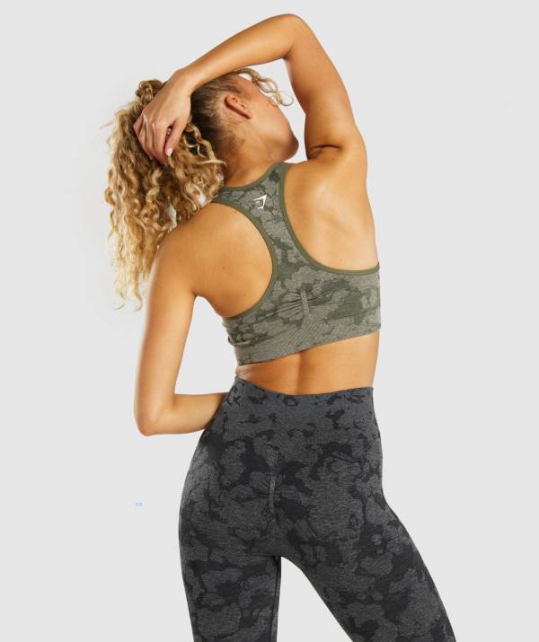 Damske Športové Podprsenky Gymshark Adapt Camo Seamless Racer Back Zelene | PH7609451